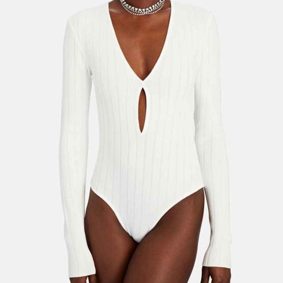 ZEYNEP ARCAY V-Neck Rib Knit Bodysuit - Picture 2 of 4
